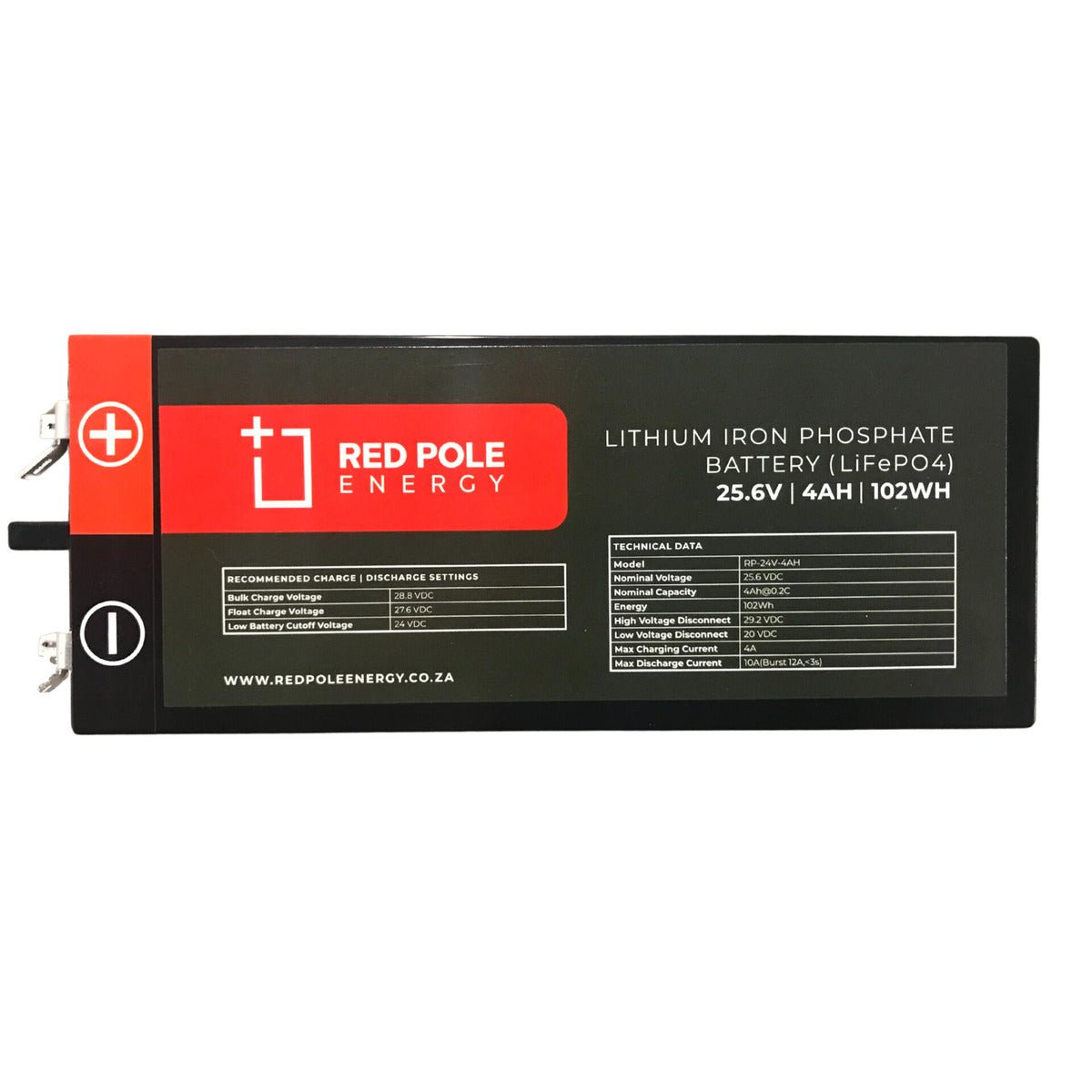 Red Pole Energy 24V 4Ah 102Wh Garage door LiFePO4 Battery - Image 2