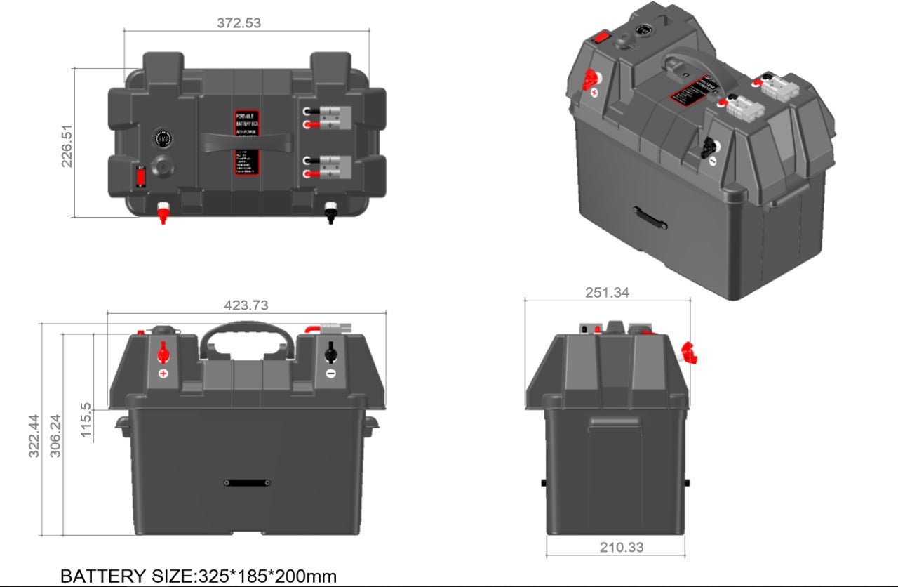12V Portable Battery Box with Voltmeter - Image 3