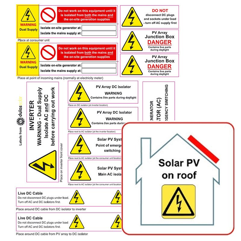 PV on Roof and Hazard Labels Pack