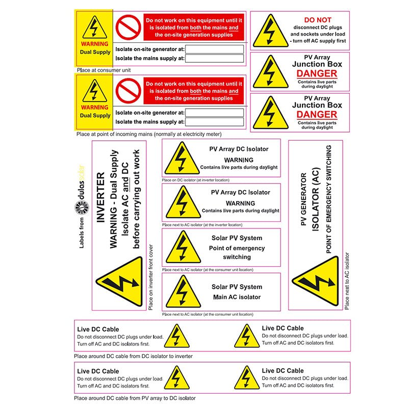 PV on Roof and Hazard Labels Pack - Image 3