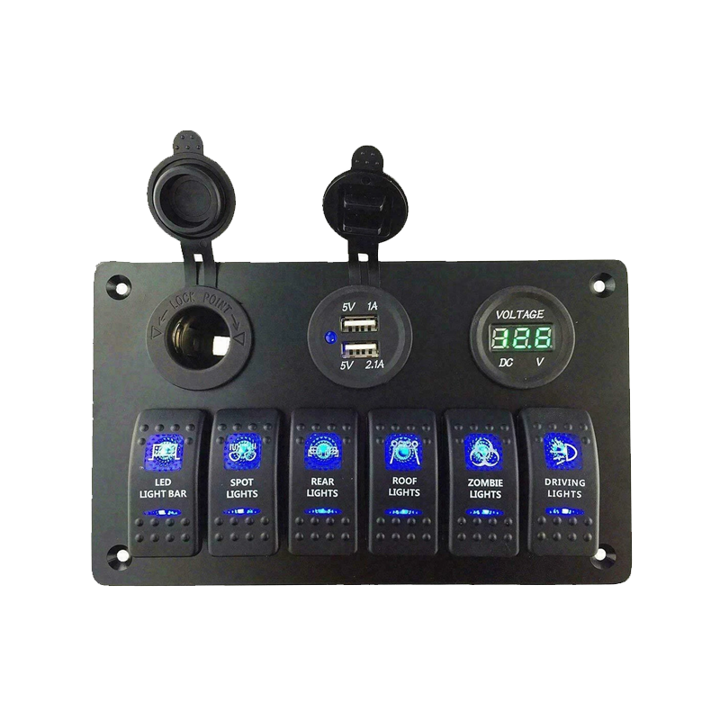 6-way Switch Panel with USB and Voltmeter