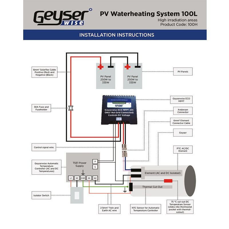 Geyserwise 100L PV Solar Water Heating System - Image 2