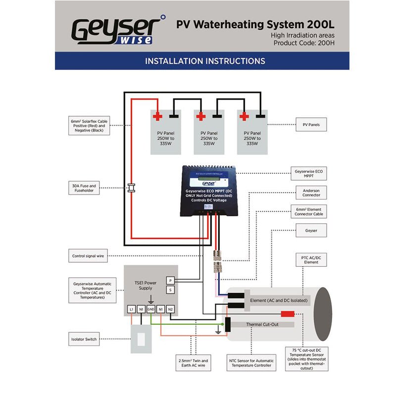 Geyserwise 200L PV Low Irradiation Solar Water Heating System - Image 2