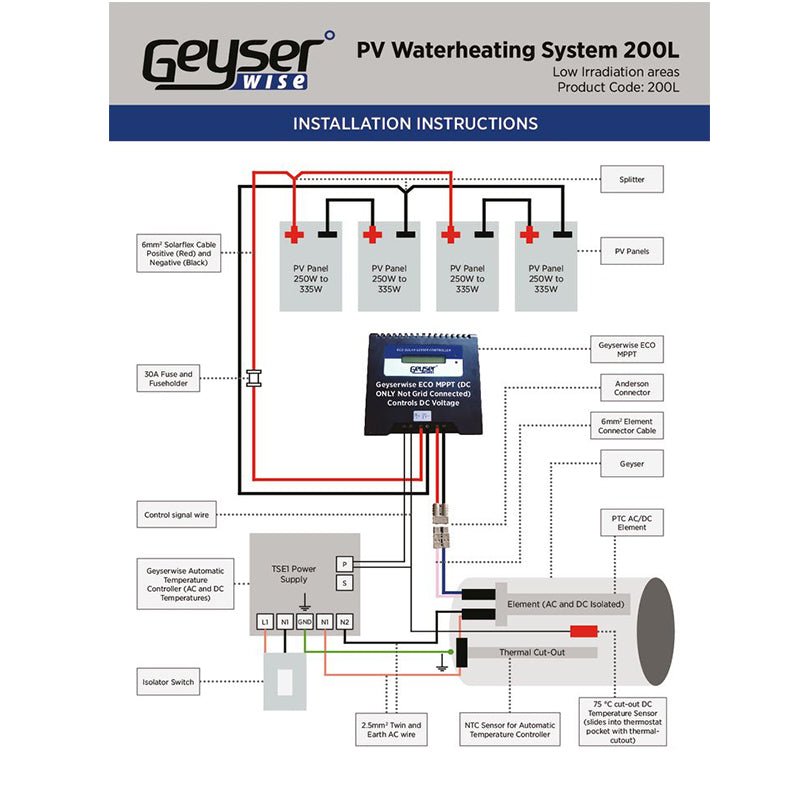 Geyserwise 200L PV Low Irradiation Solar Water Heating System - Image 3